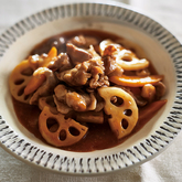 薄切り肉でれんこん酢豚