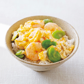 そらまめとえびの卵とじ丼