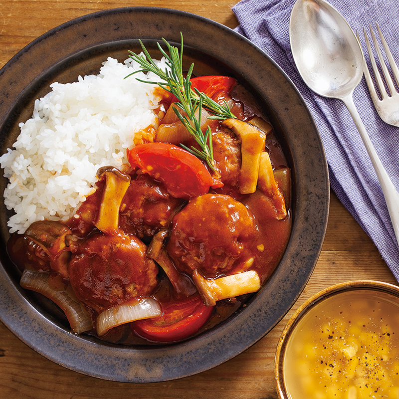 フレッシュトマトのデミハンバーグライス コーンスープ 3人分 だいどこログ 生協パルシステムのレシピサイト