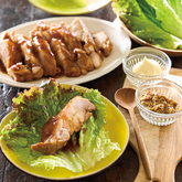鶏チャーシューのレタス巻き