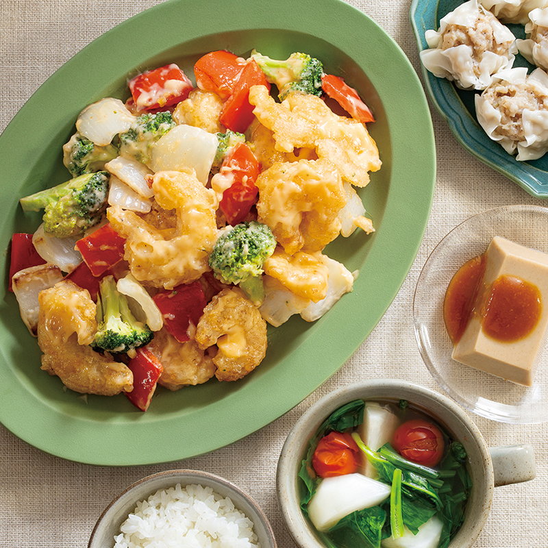 野菜がとれるエビマヨ』、『帆立干し貝柱焼売』、『粒入り金胡麻どうふ
