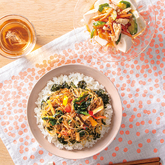 チャプチェ丼＆蒸し鶏の中華風やっこ