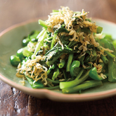 しらすと空心菜のにんにく醤油炒め