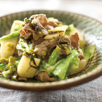 豚肉と長芋の『めんたい高菜』炒め