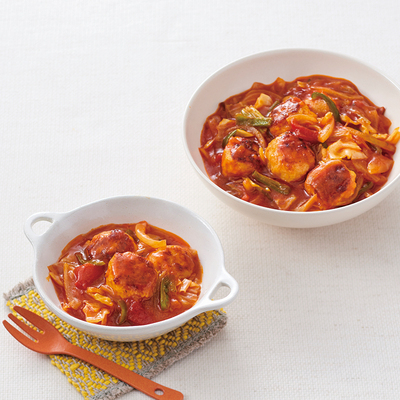 鶏だんごのナポリタン煮込み