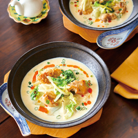 白菜と鶏肉の豆乳ピリ辛煮