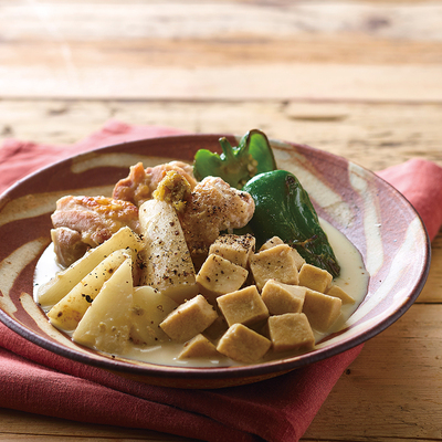 凍り豆腐と鶏肉の柚子胡椒クリーム煮