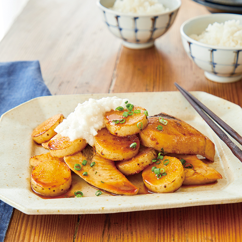 長芋とめかじきの照り焼き たたき長芋添え