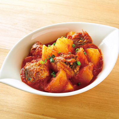 大根とさば缶のトマみそ煮