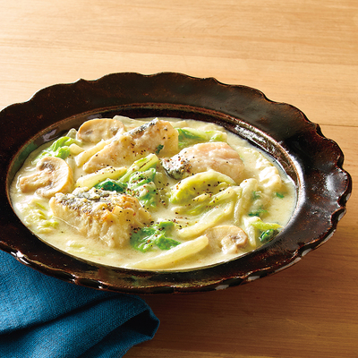 白菜とたらのチーズクリーム煮