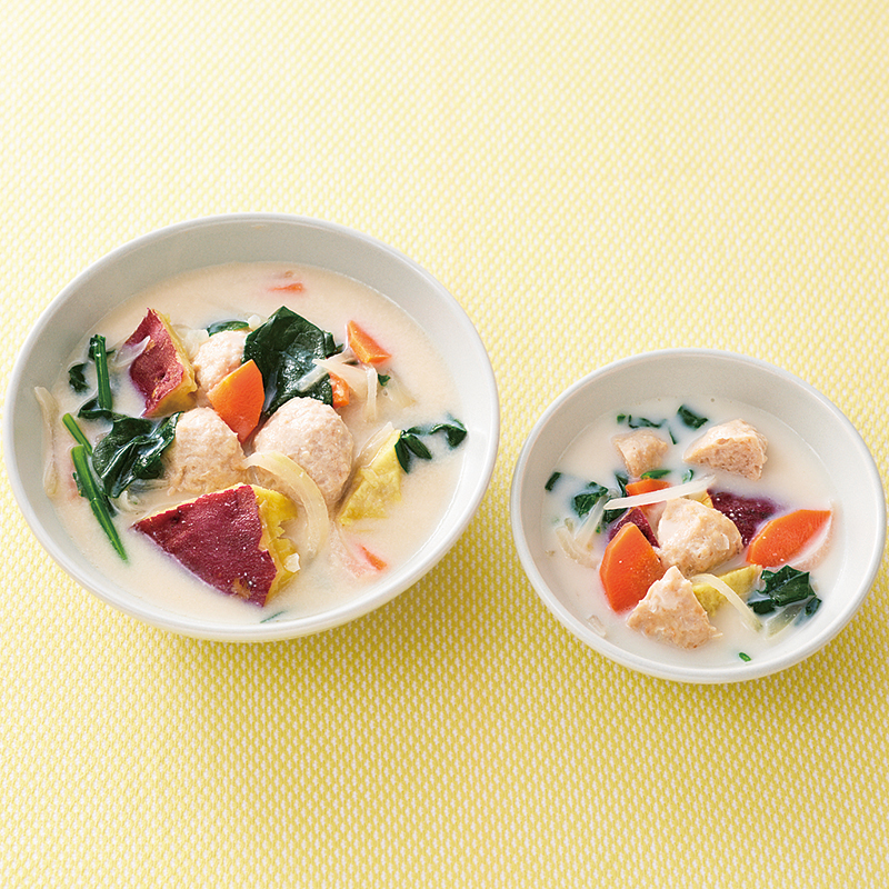 【取り分けレシピ】鶏だんごとさつまいもの豆乳みそスープセット
