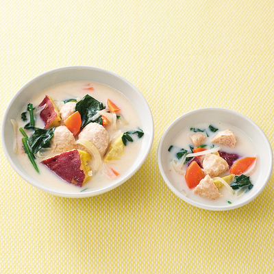 【取り分けレシピ】鶏だんごとさつまいもの豆乳みそスープセット
