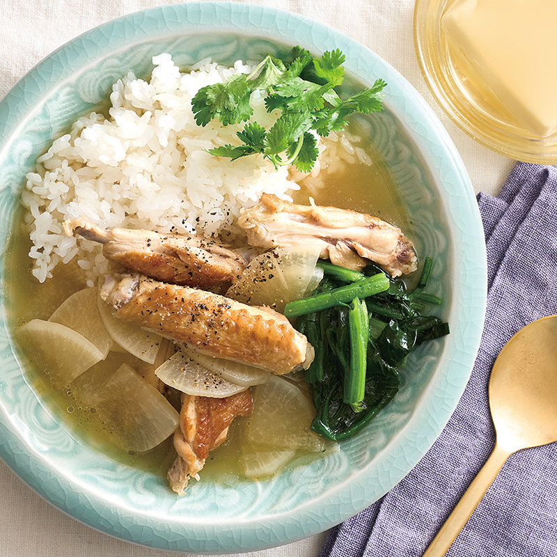 鶏スペアリブと大根のスープごはん、『産直たまごの玉子どうふ』（2人分）