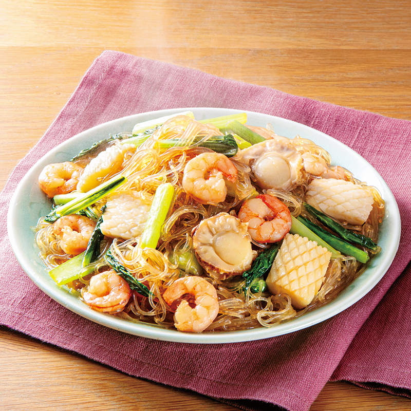 ゆでずに使える春雨でシーフードチャプチェ風