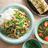 チンジャオロースー、中華風とうふ、もずく酢スープ（3人分）