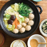 『食べきり塩ちゃんこ鍋』、ほうれん草の白あえ（3人分）