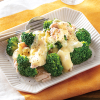 蒸しブロッコリーとササミのチーズソース