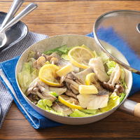 たらとキャベツのレモンバター蒸し