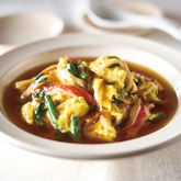 『サラダフレーク』とほうれん草のかに玉風