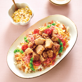 竜田揚げの彩りちらしずし