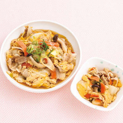 【取り分けレシピ】産直豚バラ肉のすき焼き風卵とじセット