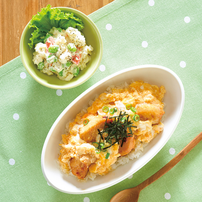 甘辛とりたま丼＆枝豆ポテサラ