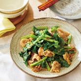 かき菜と豚肉の辛みそ炒め