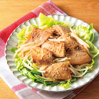 めかじき醤油漬けとレタスのレンチン蒸し