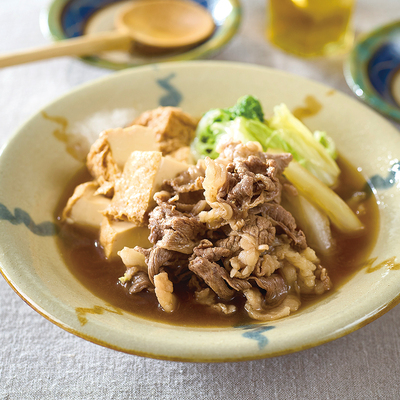 牛肉と絹生揚げのすき煮