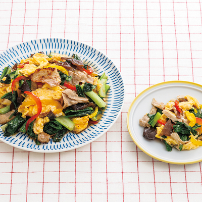 【取り分けレシピ】産直小松菜と豚肉の彩り炒めセット