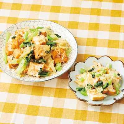 【取り分けレシピ】小えびが入った厚あげと小松菜の中華炒めセット