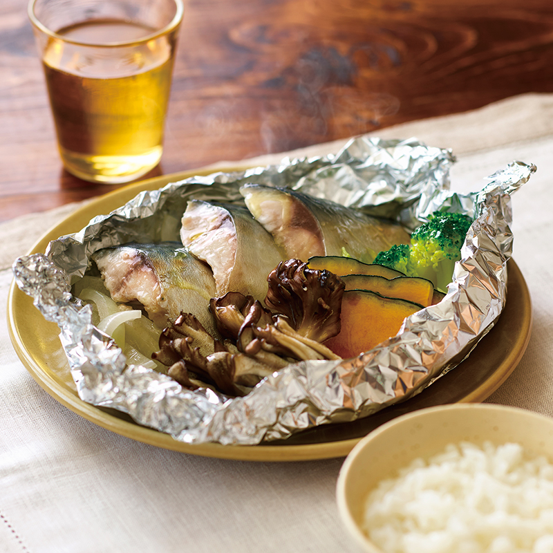 まいたけとさばのホイル焼き