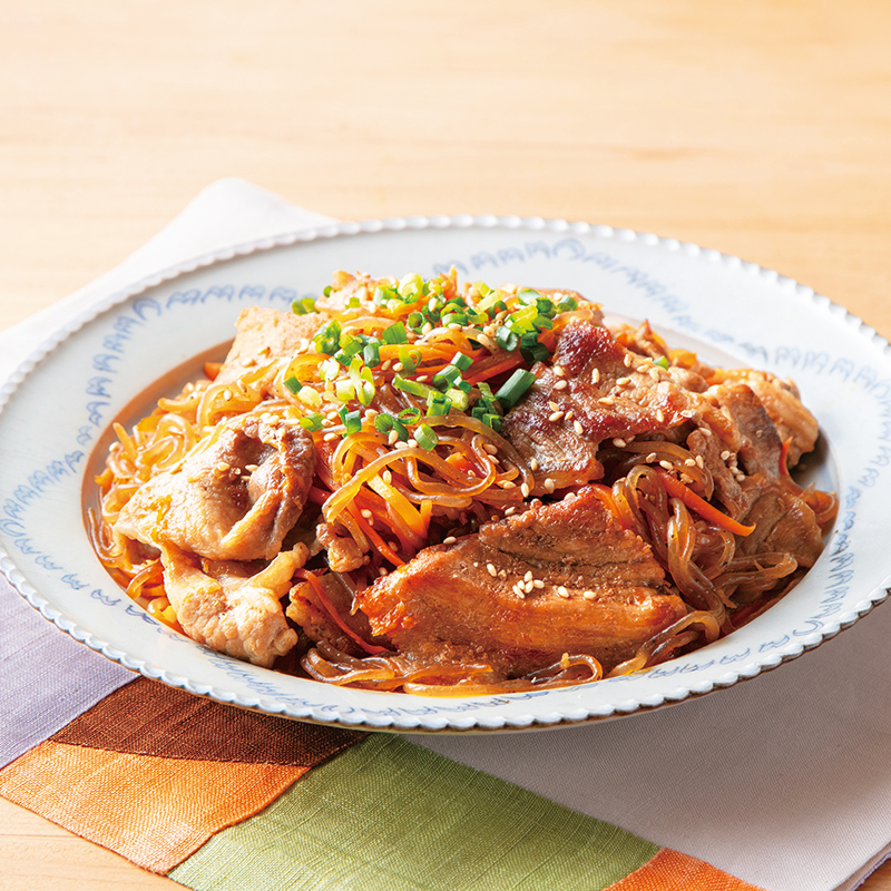豚肉としらたきのチャプチェ風