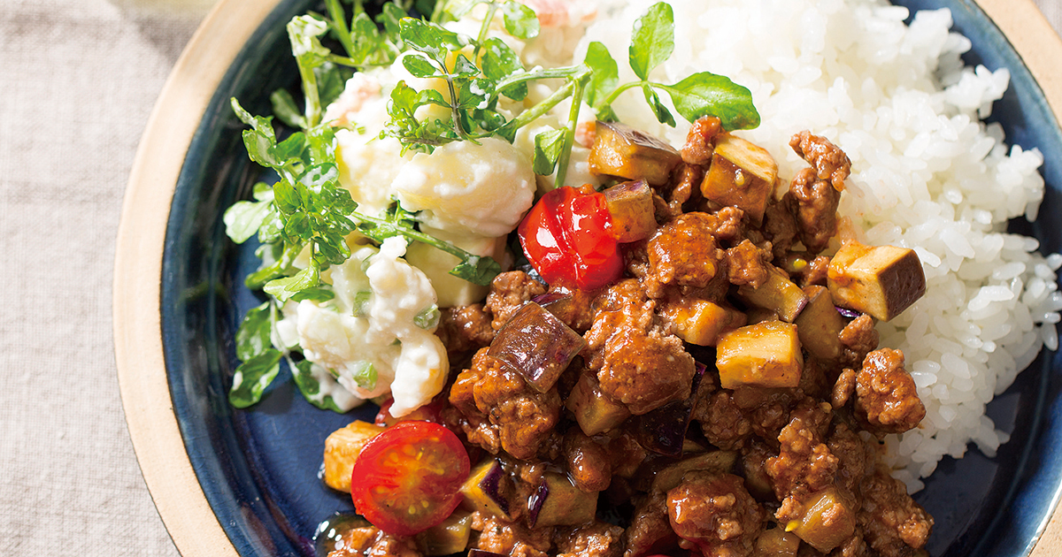 なすのミートソースごはん クレソンチーズポテトサラダ だいどこログ 生協パルシステムのレシピサイト