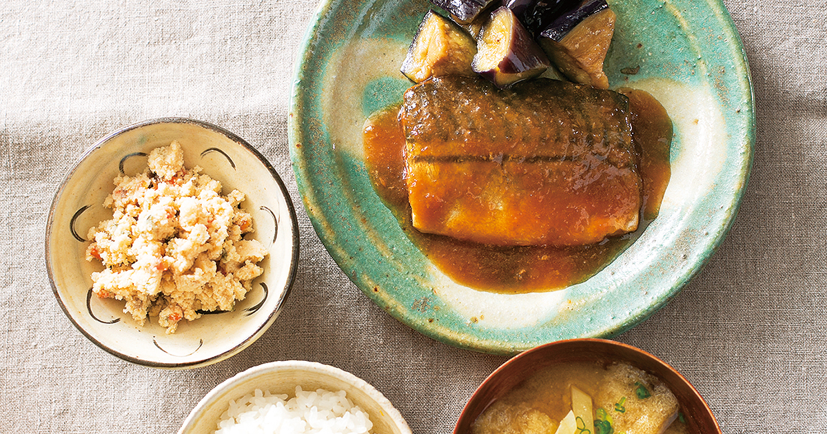 さばのみぞれ煮 揚げなす添え 味付うの花 じゃがいもと松山あげのみそ汁 2人分 だいどこログ 生協パルシステムのレシピサイト