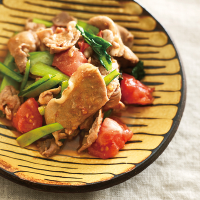 豚肉と青菜のトマト炒め
