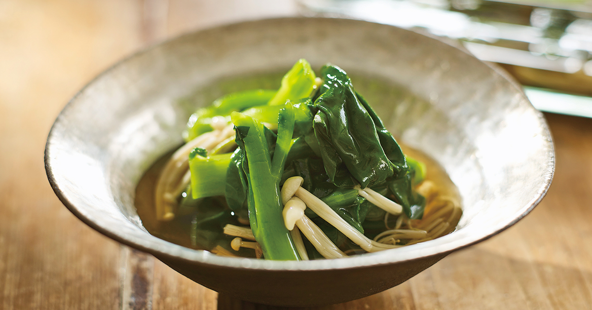 つるむらさきとえのきのおひたし だいどこログ 生協パルシステムのレシピサイト