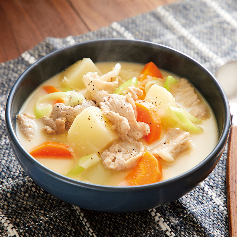 豚肉と根菜のミルクみそスープ だいどこログ 生協パルシステムのレシピサイト