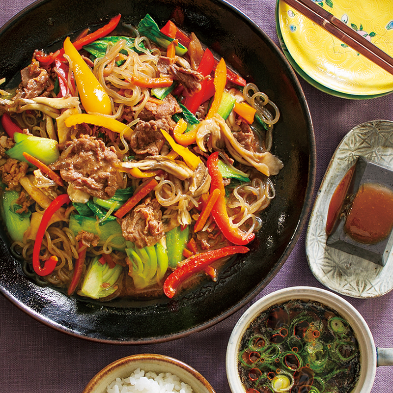 しらたき入り牛プルコギ 粒入り黒胡麻どうふ ひじきスープ 2人分 だいどこログ 生協パルシステムのレシピサイト